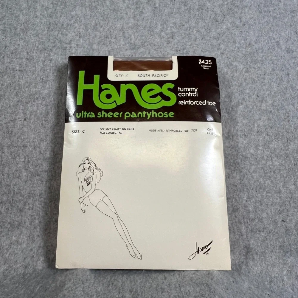 Vintage Lot of‎ 3 1982 Hanes Ultra Sheer Pantyhose Size C Tummy Control 710 719